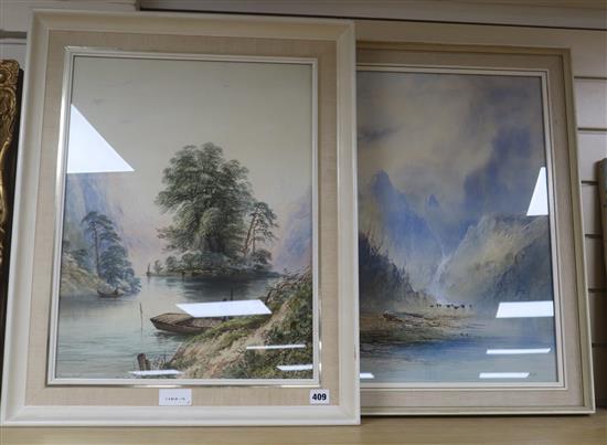 Edwin Earp (1851-1945) pair of watercolours, Loch scenes, signed, 53 x 41cm